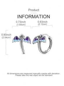 925 Sterling Silver Women's Hoop Earrings, Elegant Dragon & Snake Bone Pattern Enamel Shiny Cubic Zirconia Inlaid, Luxury Jewelry Gift For Women, Suitable For Daily, Party And Banquet