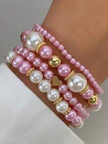 4pcs/Set Simple & Practical Pearl Bracelets