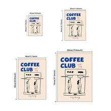 1pc Coffee Club Canvas Poster, Espresso Lover Art Print, Frameless Modern Vintage Wall Decor, Indoor Love Theme Decoration, Suitable For Living Room, Bedroom, Home Office, Kitchen, Bathroom - Spring/Winter Ink Painting