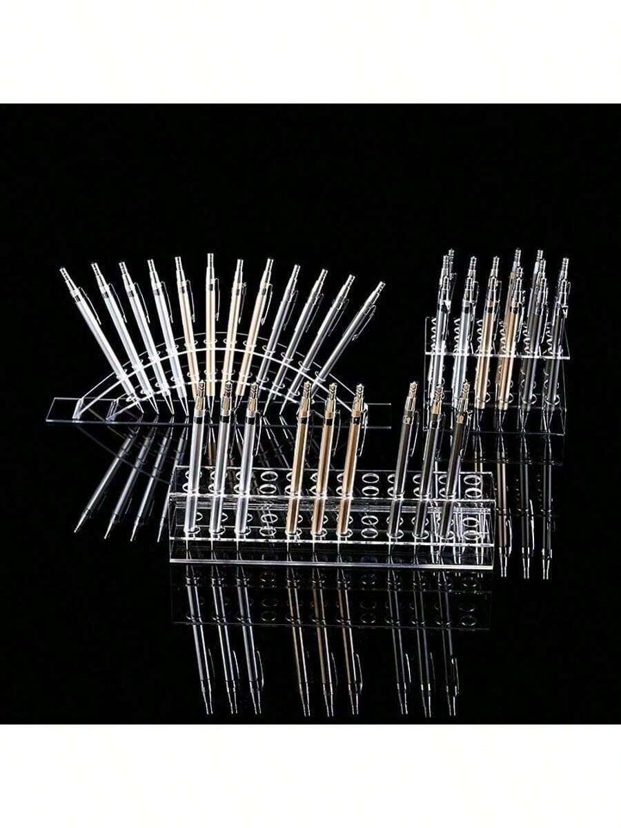 Acrylic Pen Holder Transparent Plastic Round Pen Display Stand Creative Makeup Brushes Cosmetic Storage Rack - Clear - View 1