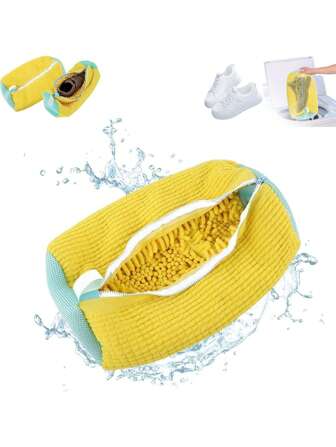 1pc Slouchy Shoe Washing Bag, Machine Washable, Non-Deforming, Sports Shoes Cleaning Bag, Cylindrical Portable Shoe Washing Bag, Convenient Washing Machine, Reusable Shoe Washing Bag