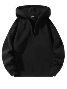 2025 Autumn And Winter New Loose American Casual Thickened Half Zipper Velvet Hooded Sweatshirt For Men