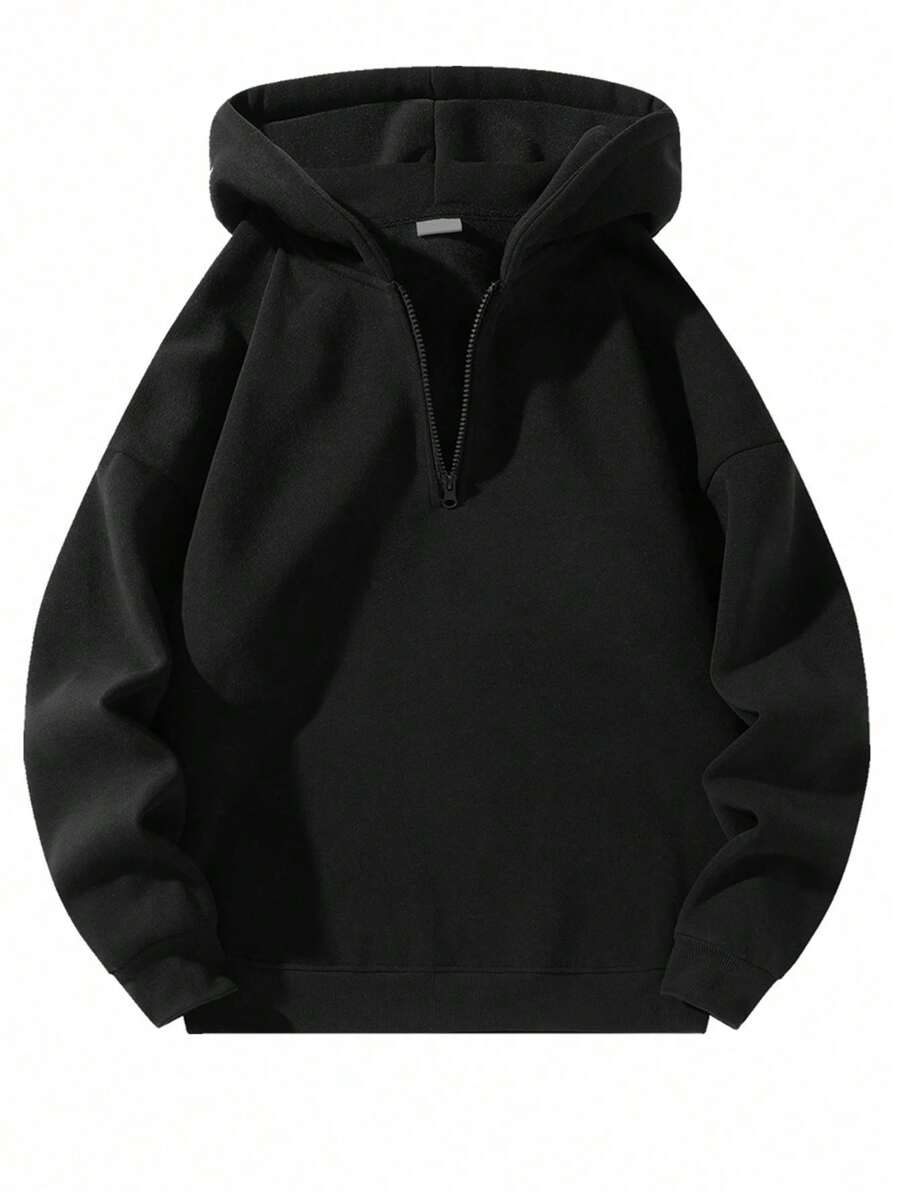 2025 Autumn And Winter New Loose American Casual Thickened Half Zipper Velvet Hooded Sweatshirt For Men