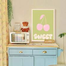 1 Stück Geschenk Moderne Boho Grüne Herz Mode Wandkunst Bunte Kirschblüten Rosa Grün Leinwandmalerei Blumenmarkt Gemütliches Wohnzimmer Galerie Poster Optionaler Rahmen, Wandkunst mit Rahmen Küchendekoration - Verschiedenfarbig - Übersicht 5