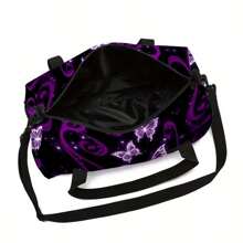 Lila Schmetterling bedruckter Reisetasche + Make-up Tasche Zwei-Teile-Set Tasche für Schule, Schul-Accessoires, Schulsachen