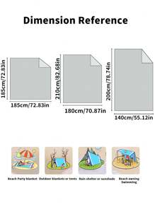 1 Set Sand Free Beach Mat With Hooks, Carrying Bag And Sand Anchors, Suitable For Beach, Camping And Picnic