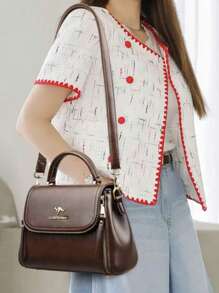 Dedoo Bolso de mujer con tapa abatible de dos capas, bolsos cruzados de lujo casuales, bolsos de mano de alta calidad, bolsos de mensajero de moda
