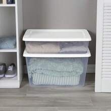 2 Pack 58 Quart Storage Box Clear Plastic Storage Bin With On Lid White - 58誇脫+白色 - 查看 5