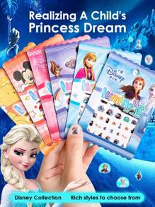 Disney Disney Cartoon Sticker Girls' Nightglow Nail Stickers Ice And Snow Romance Princess Elsa Nail Stickers Cartoon Sticker Toys, Back To School Gifts