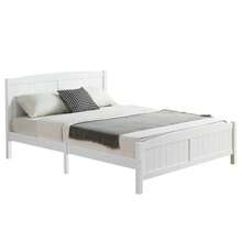 Modern Twin Full Queen Size  Bed Frame With  Slat Headboard White Gray - White - Twin - View 1