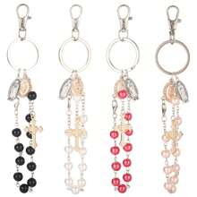 1pc Classic Glass & Resin Beaded Virgin Mary Pendant Keychain, Suitable For Bag Decor Or Gifting To Family And Friends Backpack For School