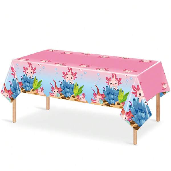 1pc Axolotl Party Birthday Decoration Pink Cartoon Axolotl Tablecloth Plastic Reptile Animal Tablecloth Disposable Rectangular Tablecloth Suitable For Axolotl Birthday Shower Party Supplies