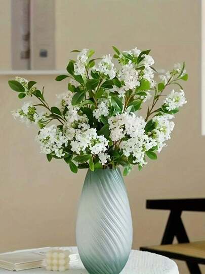 1 pieza/3 piezas Elegante Flor Artificial de Fragancia de Mil Millas, Lila, Osmanthus - Orquídeas Blancas Lujosas y Hojas Verdes, Tallo de 30.3 Pulgadas de Alta, Estilo Clásico de Flores Artificiales de Plástico, Adecuado para Decoración Interior/Exterior de Bodas y del Hogar, Sala de Estar, Fiestas de Festivales, Decoración de Escritorio de Oficina, Decoración de Dormitorio, Decoración de Mesa de Comedor, Decoración Central de Jarrón DIY - Sin Batería | Decoración Floral