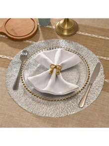 1/4/6/8/12 piezas Manteles individuales redondos de PVC dorados y huecos, lavables, fáciles de limpiar, antideslizantes, resistentes al calor, para decoración de mesa de comedor, tazas, fiestas, bodas y festividades