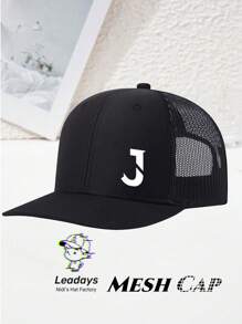 1PC Adjustable Letter "J" Print Baseball Cap For Men ,It Comes In 10 Colors,Breathable Mesh Back, Lightweight Polyester Sun Protection Hat,For Outdoor Sports & Fishing, Multiple Colors (Black/Blue/White/Green), Outdoor Sports Cap | Logo Cap | Makes A Great Gift For Family And Friends, And Is Perfect For Beach Vacations And Hiking Trips.
