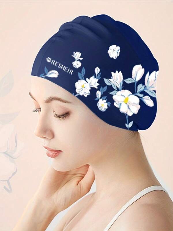 1 Stück Bequeme Erwachsene Silikon wasserdichte Schwimmkappe, geeignet für lange Haare, ab 14 Jahren