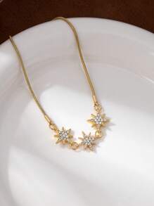 1pc Elegant Sparkling Gold-Tone Star Adjustable Bracelet For Women, Great For Vacation And Gifting