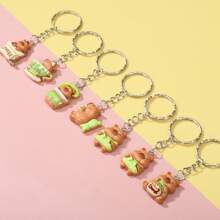 5pcs Random Assortment Of Solid Color & Glow-In-The-Dark Capybara Bear Pendant Keychain, Suitable For Daily Carry And Sharing With Friends/Family Car Accessories Bag Charm