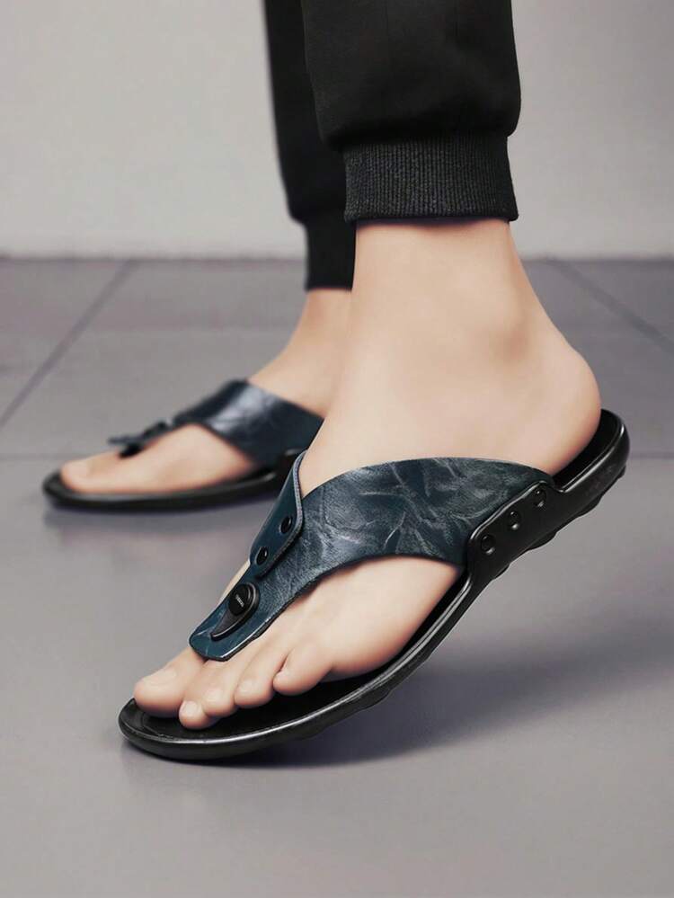 Men's Flip Flops, Casual Thong Slippers, Outdoor Beach Sandals - Blue - View 5