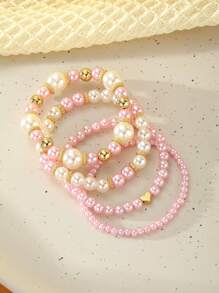 4pcs/Set Simple & Practical Pearl Bracelets