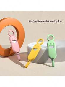 1/2pcs Smiling Face-Shaped Anti-Lost Card Removal Needle Cover, SIM Card Removal Openning Tool, Silicone SIM Card Disassembly Tool As Gifts - Multicolor - View 5