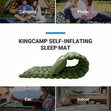 Iatable Camping Sping Pad With Builtin Foot Pump And Pillow Olive - như hình ảnh - Xem 6