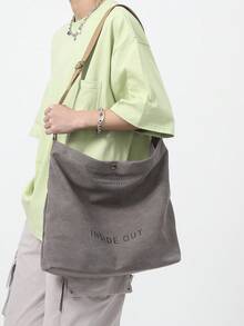 Artistic Style College Canvas Tote Bag, Large Capacity Casual Shoulder Bag For Women