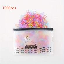 1000 piezas Mini lazos de pelo desechables de nylon de colores con bolsa de almacenamiento, set de accesorios de pelo elásticos para mujer