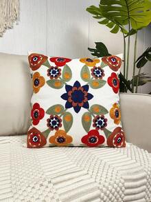 1 bucă husă de pernă cu flori brodate fără umplutură, husă de pernă decorativă din țesătură modernă pentru dormitor, toate anotimpurile