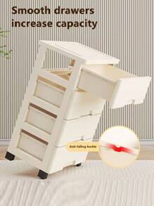 5/4/3/2/1 Drawer Style Storage Cabinet, Narrow Gap Side Shelf Unit, Multi-Layer Plastic Bedside Cabinet, Bathroom