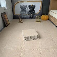 12pcs Plush Patchwork Floor Mat, 12*12*0.39 Inch Small Size Carpet, Balcony Carpet, Small Rug, Patchwork Carpet, Bedroom Decor, Home Decor Carpet, Bedroom Carpet, Decorative Carpet, Bedroom Rug, Room Rug, Living Room Combination Carpet Mat, Game Room Mat, EVA Bottom & Soft Fleece Top, Quadrate, Cuttable, Washable, Suitable For Daily Home Scenes