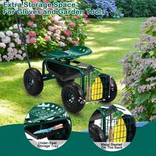 Carrito de jardín con ruedas de 4 ruedas, asiento de trabajo de jardín con cesta de almacenamiento y asiento giratorio - como en la foto - Ver 6