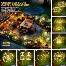 1/2/4pcs Solar Powered Fireworks Lights, 60/120/240 LED Outdoor Waterproof Lawn Lamps For Garden, Wedding, Party, Patio, Holiday Decoration Colorful Solar Lights