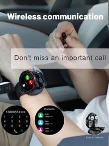 EFFEOKKI Effeokki Smart Watch With Earbuds Inside 2-In-1 For Men - 1.46" Round Display Screen Smartwatch With Headphones, Integrated Earphones, Alarm, NFC, Fitness Tracker Compatible With Iphone Android Phone