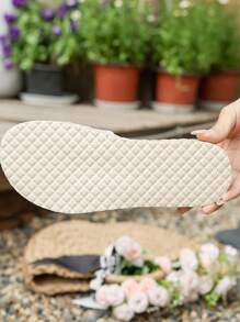 Women's Summer Sandals Slippers, Rope Sole Slippers, Metal Buckle Decor Slippers, Resort Style Sandals, Comfortable Slip-On Sandals, Thick-Sole Beach Slides, Printed House Slippers