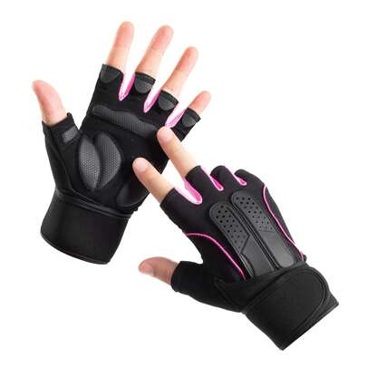 1pair Fitness Anti-Slip Half-Finger Gloves,Suitable For Cycling,Riding Motorcycle And Skiing,Black Gloves