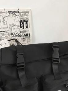 Fashionable Building Simple Crossbody Bag With Multiple Bag Openings And Buckle Straps, Large Capacity Suitable For Commuting To And From School, College Tourism(Randomly Send Out Astronaut Keychains, So The Ones Received May Or May Not Have Them.) - Black - View 6