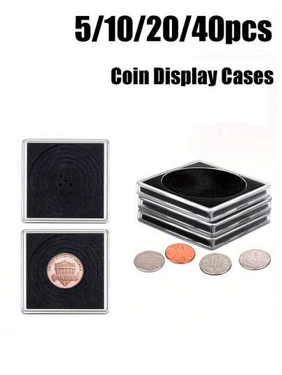 Set van 5/10/20/40 muntendozen - Transparante muntcapsules, ronde plastic muntendozen, opbergdozen voor munten, beschermers voor herdenkingsmunten, kerstcadeau, verstelbare muntbeschermers, munthouders, munten verzamelen, ronde dozen