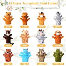 12 Pcs Hand Puppet Zoo Animal Plush Puppets Cute Animal Hand Puppets Plush Pretend Toys Educational Toys With Tiger Lion Bear Leopard Design For Telling Story Teaching Role Play(Cute)
