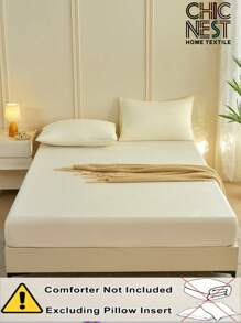 2/3 pièces Ensemble de draps housses de couleur blanche unie (1 pièce drap housse + 2 taies d'oreiller), protège-matelas, housse de matelas pour lit, ensemble de draps, doux et respirant, pour tous les formats de lit - simple, double, grand, queen, poche profonde jusqu'à 30 cm. Textile d'ameublement