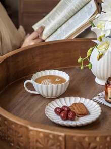 1 Set European Vintage Ceramic Coffee Cup & Saucer, High-Aesthetic Petal-Shaped Mug & Butterfly, Afternoon Tea Set, Beautiful & Practical, Cups & Saucers Can Be Used As Storage Trays, Suitable For Brewing Coffee, Making Tea, Daily Use, Coffee Shop And More Scenarios Back To School