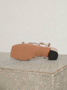 Elegant High-Heeled Sandals With Thick Heel, Thin Crossed Straps Decor, Versatile For Party And Formal Occasions