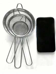 3pcs/1pc Stainless Steel Fine Mesh Tea Strainer With Handle - Japanese Style Matcha Powder Sifter Back To School - Silver - View 8