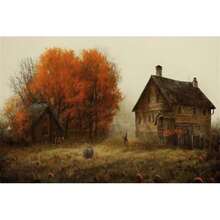 1pc Wall Arts Posters Optional Frame Nordic Autumn Farmhouse Landscape Poster Prints For Living Room Home Decor Abstract Rustic Scenery Canvas Painting Wall Art Vintage - Multicolor - View 85