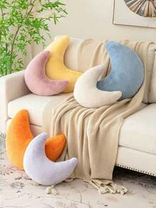 月亮抱枕，装饰抱枕，柔软仿兔毛，适用于床、沙发，月亮形状，毛绒地垫，房间装饰枕，适用于沙发、卧室、客厅，送给家人和朋友的礼物 - 紫色 - 查看 4