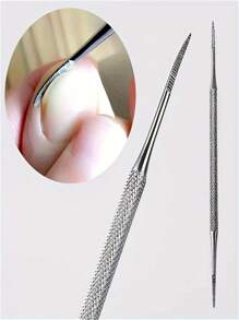 2 pezzi di sollevatore per unghie dei piedi in acciaio inossidabile argento a doppia testina, strumento per rimuovere unghie incarnite e sporcizia, lima per unghie multifunzione, strumenti professionali per pedicure e lima per la bellezza