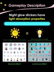 Disney Disney Cartoon Sticker Girls' Nightglow Nail Stickers Ice And Snow Romance Princess Elsa Nail Stickers Cartoon Sticker Toys, Back To School Gifts