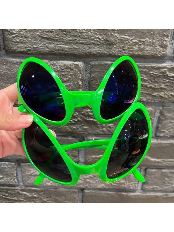 1pc Fashionable & Unique Green Alien Shaped Fashion Glasses