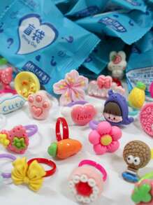 20/50pcs Cute Cartoon Design Blind Box Rings - Unique Surprise Gifts - Party Favors