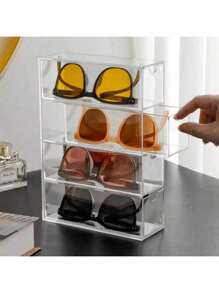 Durchsichtiger, staubdichter Überzug mit Fächern für Brillen, Sonnenbrillen, Kosmetik, Lippenstifte und Sonnenbrillen als Schreibtischorganizer und Reiseaccessoire für Frauen, Schulanfang Bedarf